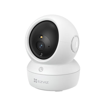 EZVIZ H6C Pro 2K white pan-tilt camera, angled front view with lens, light and call button