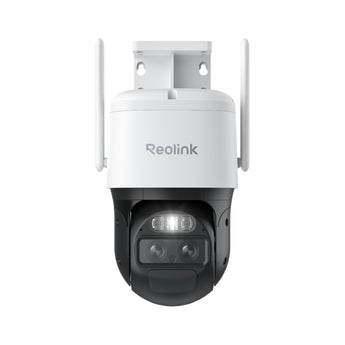 Reolink TrackMix Battery camera with dual lenses, two antennas and wall bracket