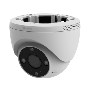 白色 EZVIZ H4 PoE 半球鏡頭仰視角度,見到鏡頭、兩粒補光燈同紅外線燈