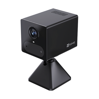 黑色 EZVIZ CB2 4G 方形鏡頭,配黑色錐形磁吸底座