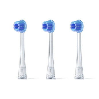 Three RANVOO AirJet II brush heads with dark-blue bristles