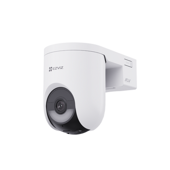 White EZVIZ HB8 Lite 4G pan-tilt camera on its wall bracket, front three-quarter view