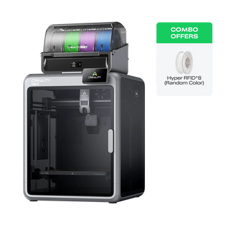 K2 Pro Combo filament-bundle promotion with a white Hyper RFID filament spool beside the printer