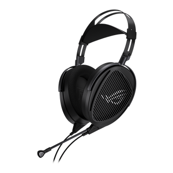 ROG Kithara in black, angled from the right, showing the open grille earcup and boom mic cable