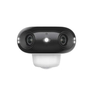Reolink Argus 4 Pro,黑色闊身前面板有兩個鏡頭,配白色底座