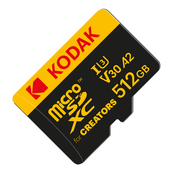Kodak for Creators 512GB microSDXC 記憶卡,黑黃色設計