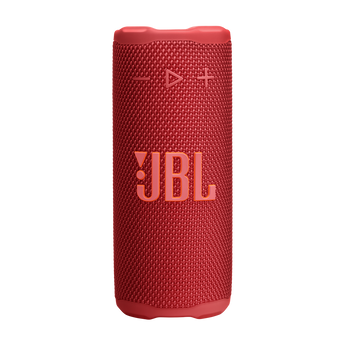 JBL Grip compact Bluetooth speaker in red, upright cylindrical body with strap