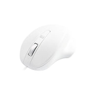 Matias M20 wired mouse in white with a silver scroll wheel and top button