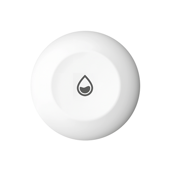 白色圓形 EZVIZ T10C 漏水感應器俯視圖,中間有灰色水滴圖示