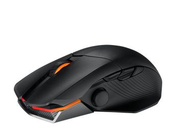 ROG Chakram X Origin 前方斜角,見到橙色燈滾輪同拇指搖桿