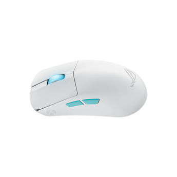 Harpe Ace Aim Lab Edition in Moonlight White with cyan side buttons