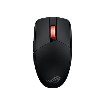 黑色 ROG Strix Impact III Wireless 俯視圖,滾輪亮紅燈