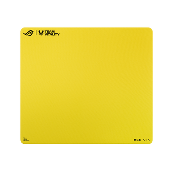 黃色 ROG Hone Control Ace L Vitality Edition 俯視圖,印有 ROG 同 Team Vitality 標誌