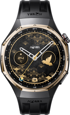 HONMA x HUAWEI WATCH GT 6 Pro golf edition smartwatch in black and gold