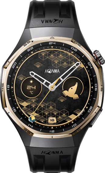 HONMA x HUAWEI WATCH GT 6 Pro golf edition smartwatch in black and gold