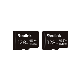 Two black Reolink 128GB microSD cards side by side