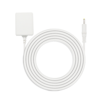 White Reolink wall power adapter with a coiled DC cable