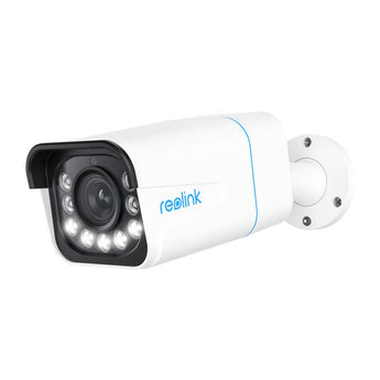 白色 Reolink P430 槍型鏡頭,鏡頭周圍有白光燈同紅外燈