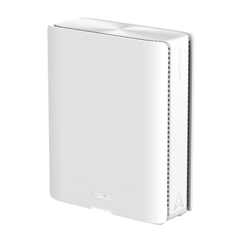 單部白色 ASUS ZenWiFi BQ16 Mesh 路由器,前側角度,見到側邊散熱位