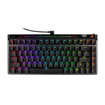 ROG Falchion Ace 75 HE in black, top view with RGB lighting
