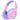 iClever P550 kids headphones in pink with lilac cushions and a glowing seashell ear cup