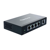 Black Reolink RLA-PS1E switch with four PoE ports and one uplink port