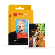 Kodak ZINK 20 張裝相紙盒，旁邊有一張 2x3 吋兩位朋友嘅打印相