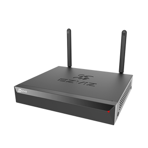 EZVIZ X5S black NVR with two antennas and EZVIZ logo on top, angled front view