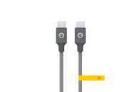 兩個印有 Shell 標誌嘅灰色 USB-C 接頭，灰色編織線身配黃色 Shell 標籤